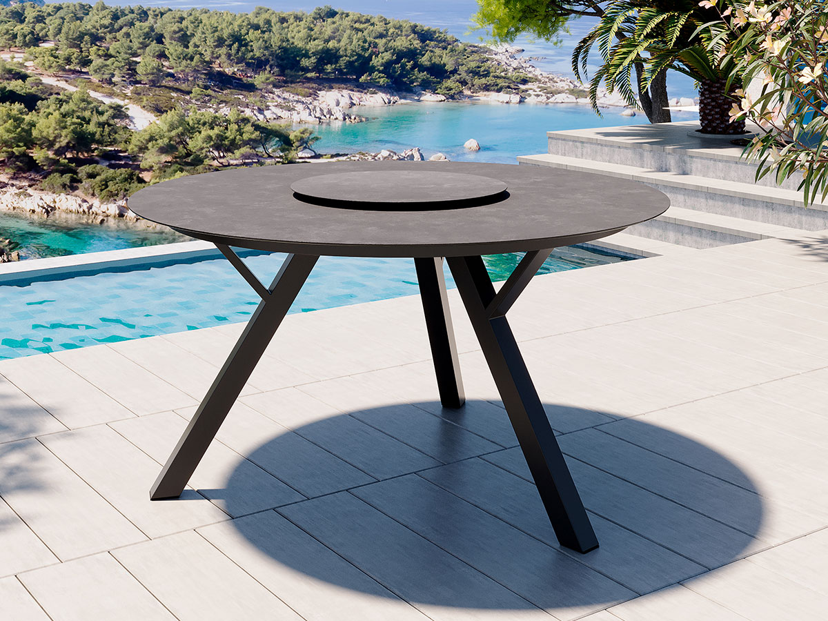 Jamaica rundt spisebord 135 cm m/lazy susan i antrasitt aluminium