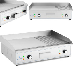 Elektrisk grill, glatt, rillet grillplate, 727 x 420 mm, 4400 W