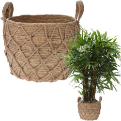 Flettgryte i Boho-stil med naturlig tang og håndtak