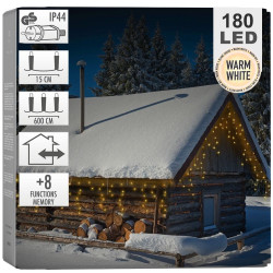 Lysstreng 180 LED varmhvit, 8 posisjoner, minnefunksjon, innvendig/utvendig