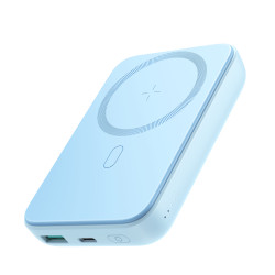 Powerbank 10000mAh med MagSafe 20W lader + USB-A/USB-C-kabel 0,25m lyseblå