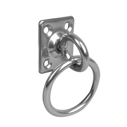 Øyeplate med svivel og ring. 33x38x6mm. RVS AISI 316. 4 hull
