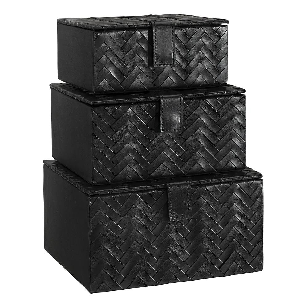 Artwood, Fontana 3-set läderboxar svart