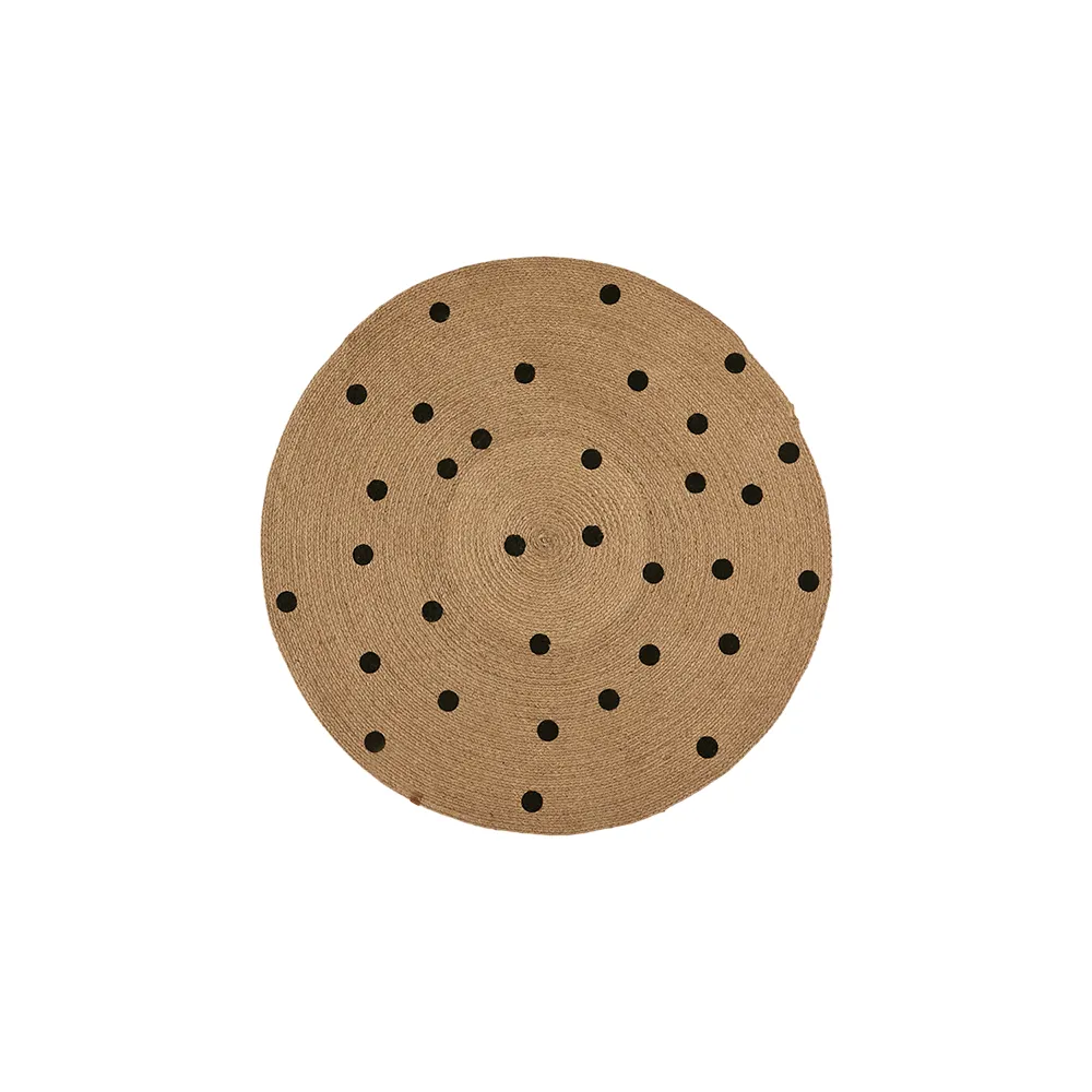 Affari of Sweden, JUNI Matta natur/svart  Ø90 cm