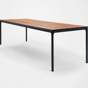 Houe, Four matbord 270x90 cm svart/bamboo aluminium