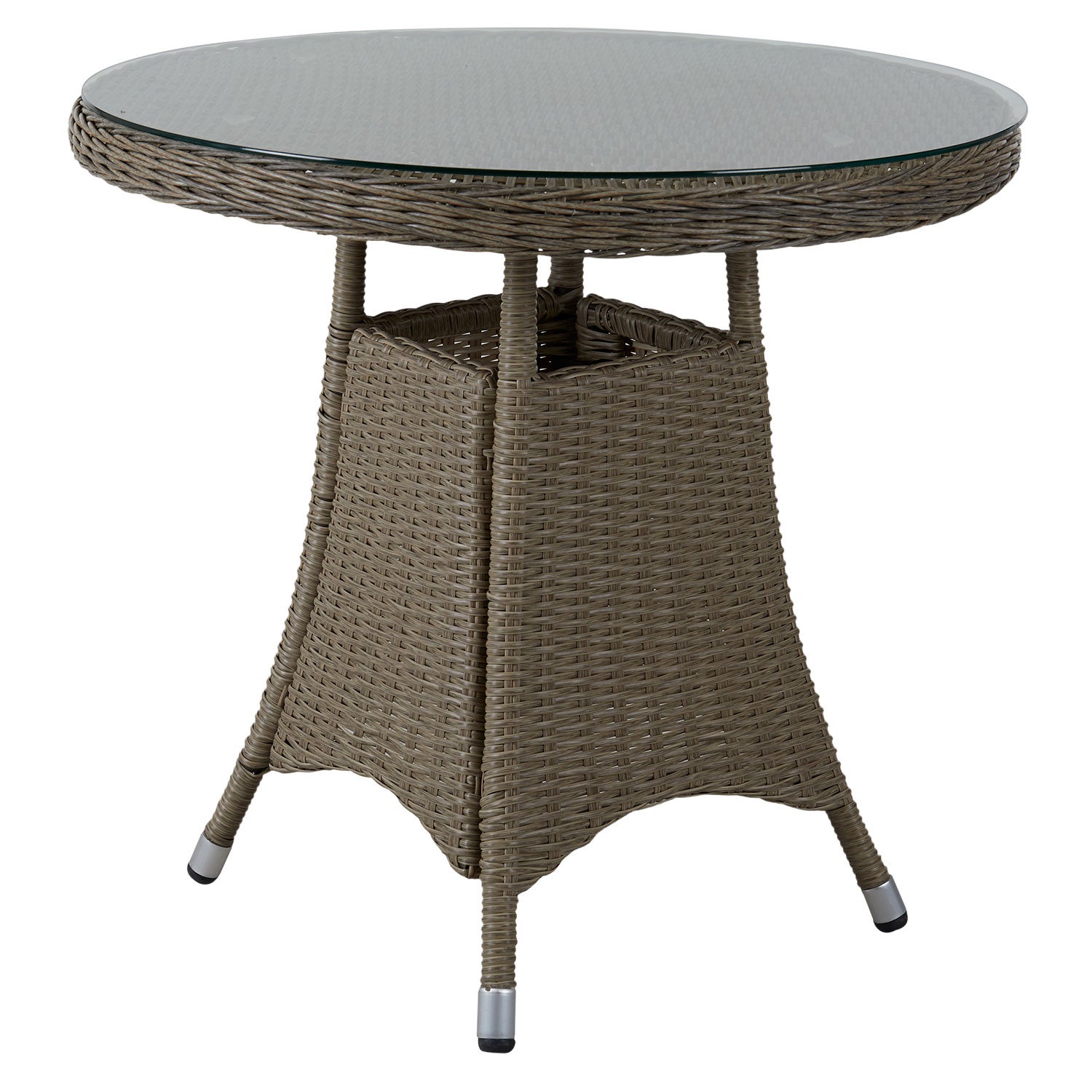 Brafab, Hornbrook cafébord 80  cm beige konstrotting inkl glas