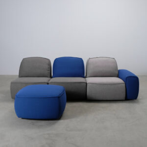 Calia Italia Lazy 3-sits soffa med fotpall grå / blå