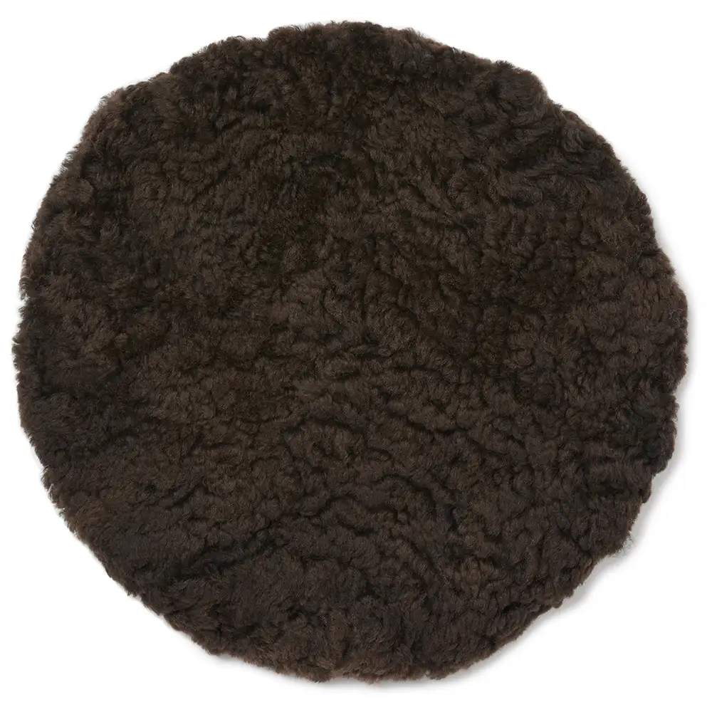 Skinnwille, Curly Sittdyna ø34 cm Brown mellange