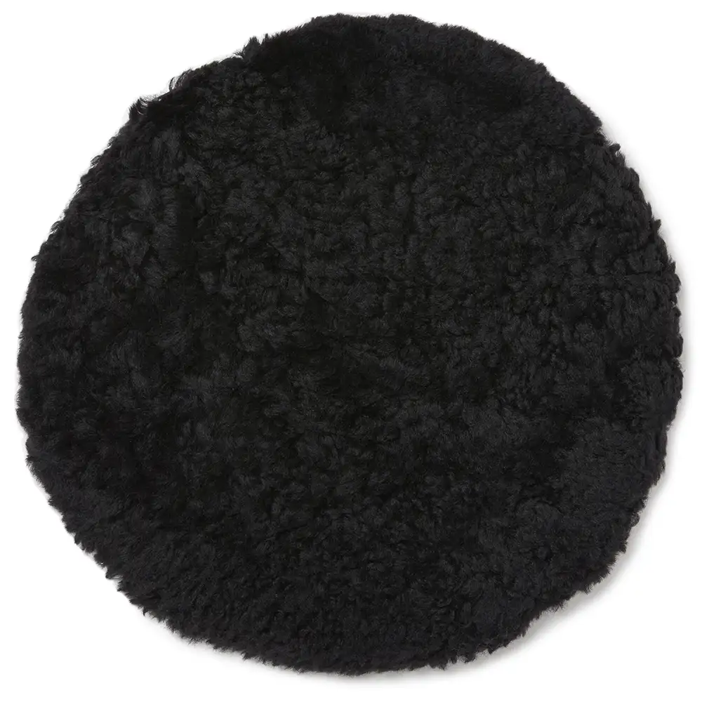 Skinnwille, Rund sittdyna 34 cm Black