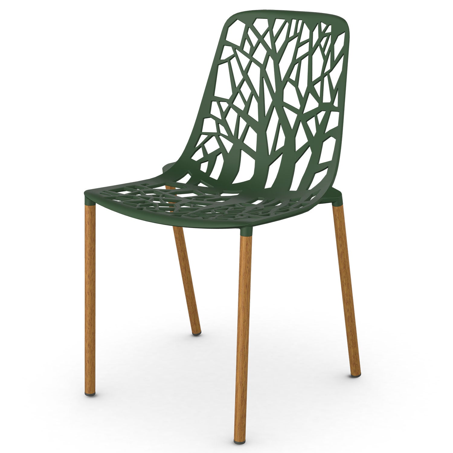 Fast, Forest matstol med Iroko klädda ben Dark Green