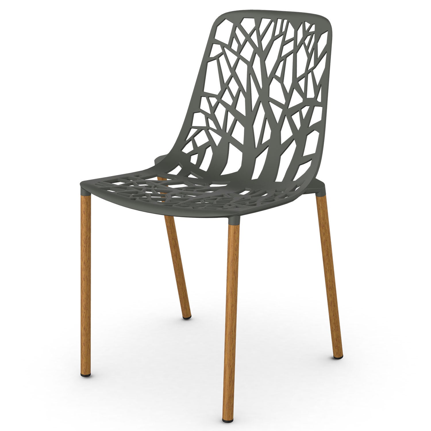 Fast, Forest matstol med Iroko klädda ben Metallic Grey