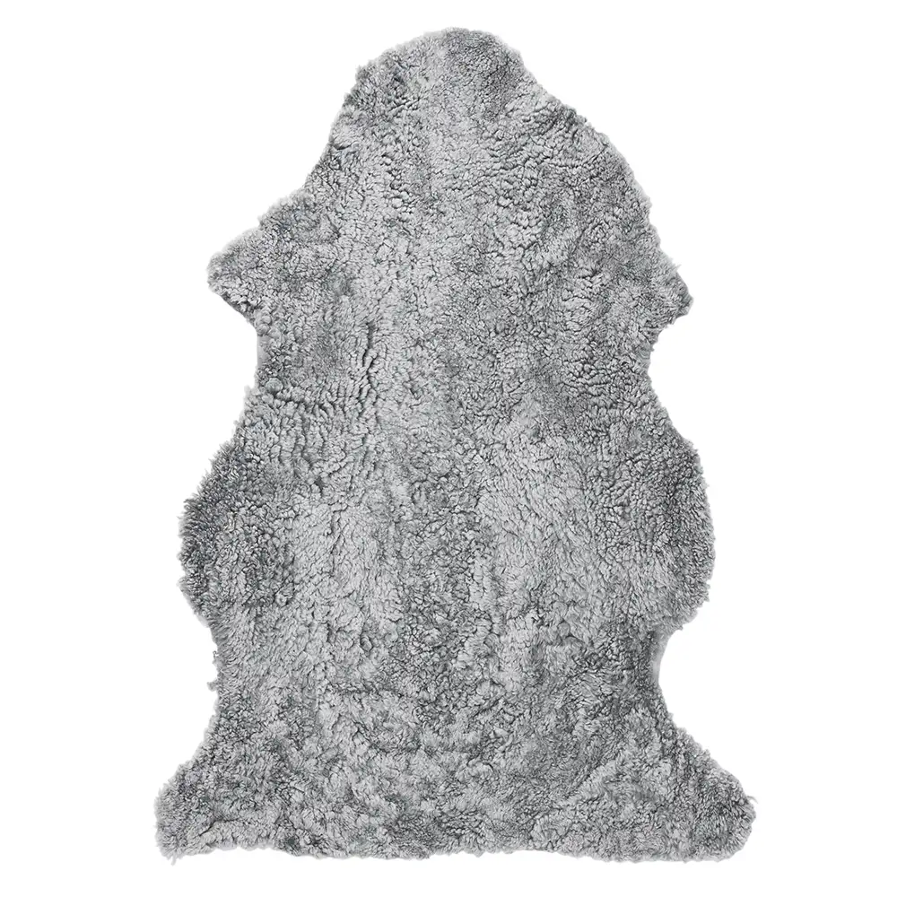 Skinnwille, Curly fårskinn 60x95 cm Charcoal grey Silver