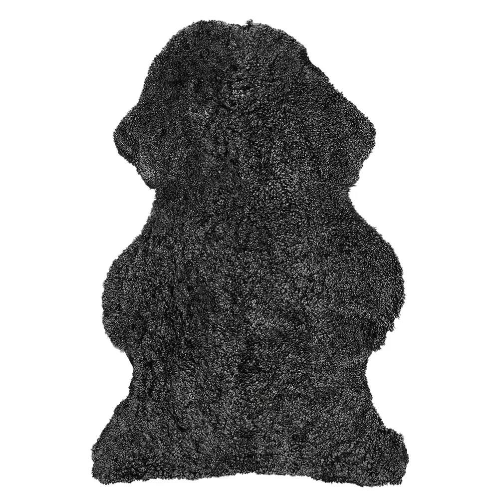 Skinnwille, Curly fårskinn 60x95 cm Dark grey