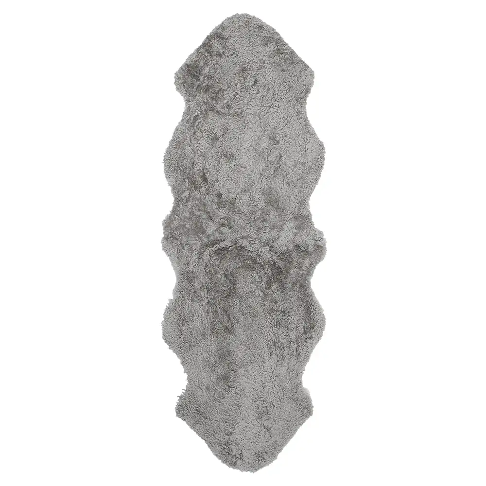 Skinnwille, Curly Fårskinn dubbelt 60x180 cm Natural grey