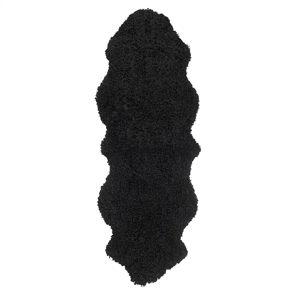 Skinnwille, Curly Fårskinn dubbelt 60x180 cm Black