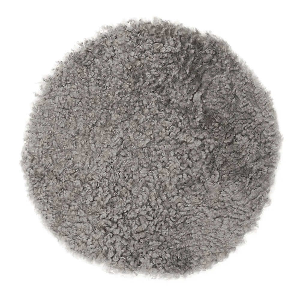 Skinnwille, Curly Sittplätt fårskinn ø34 cm Natural grey