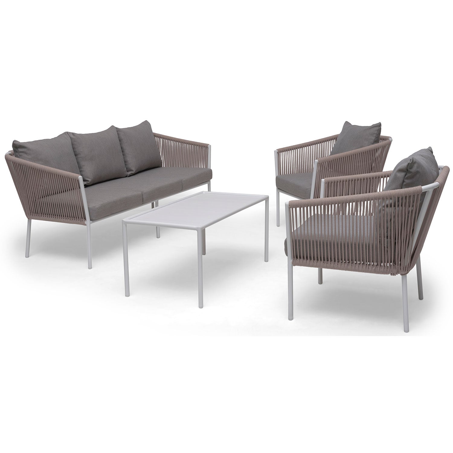 Hillerstorp, Lersund soffgrupp vit/beige aluminium