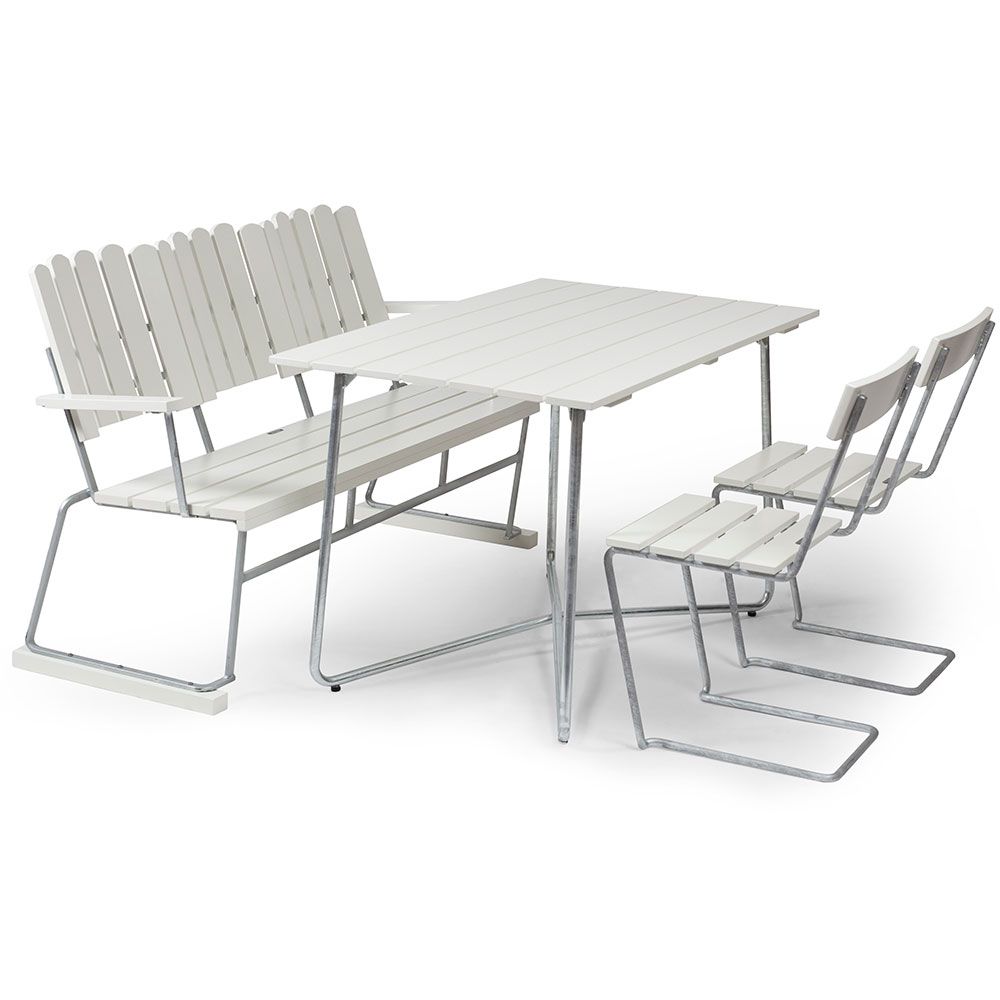 Grythyttan Stålmöbler, Matgrupp B25, Stol 1 & Soffa 6 Vit