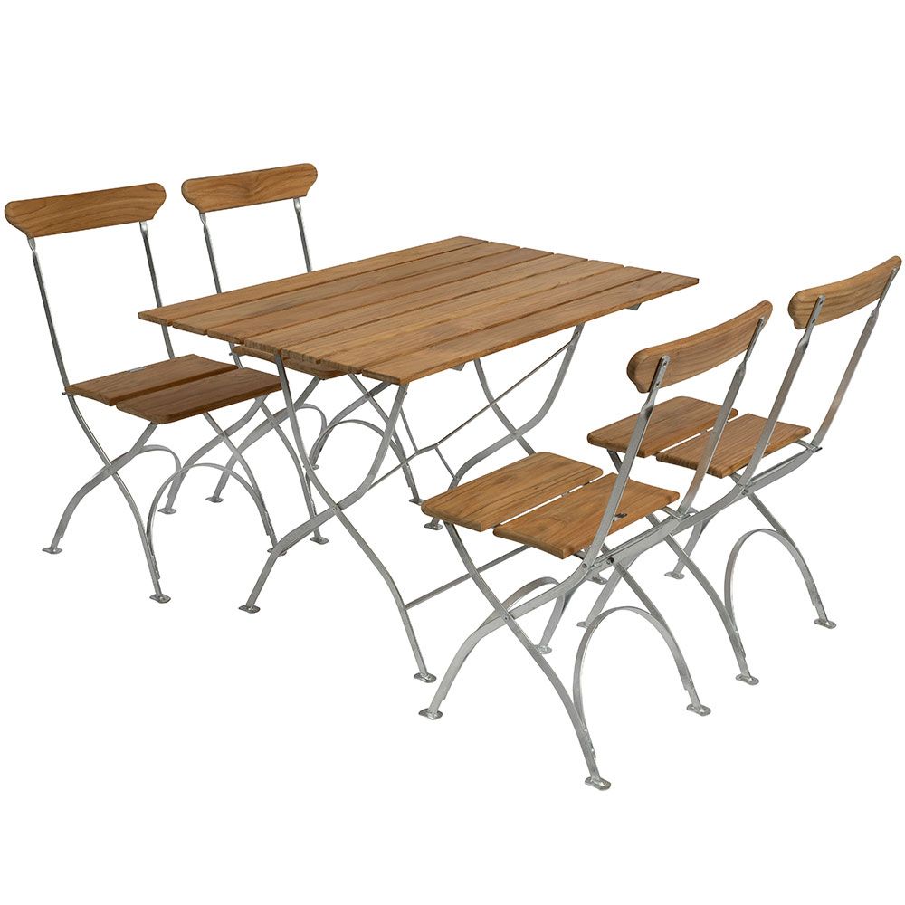 Grythyttan Stålmöbler, Bryggerigrupp Bord & 4 Stolar Teak