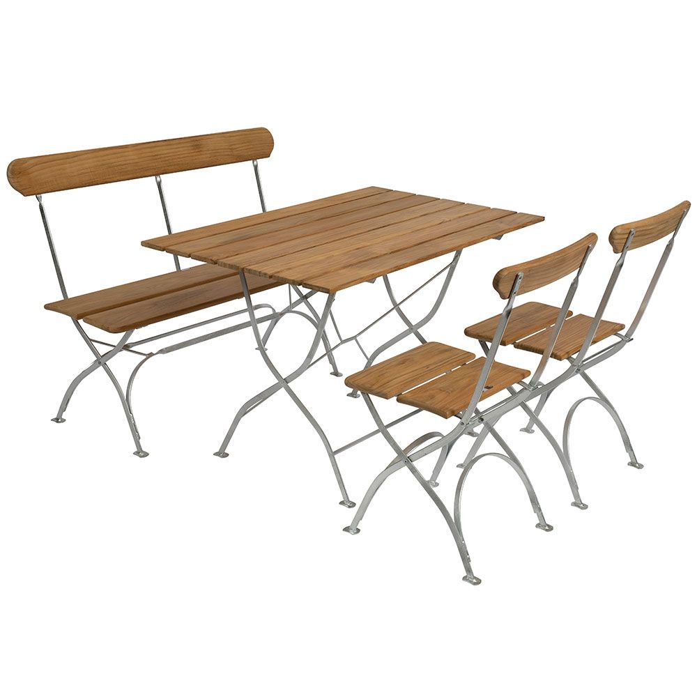 Grythyttan Stålmöbler, Bryggerigrupp Bord, Soffa & 2 Stolar Teak