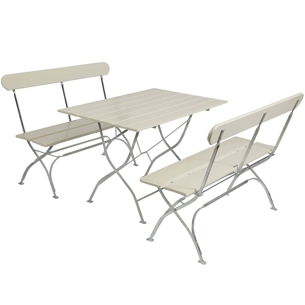 Grythyttan Stålmöbler, Bryggerigrupp Bord & 2 Soffor Vit