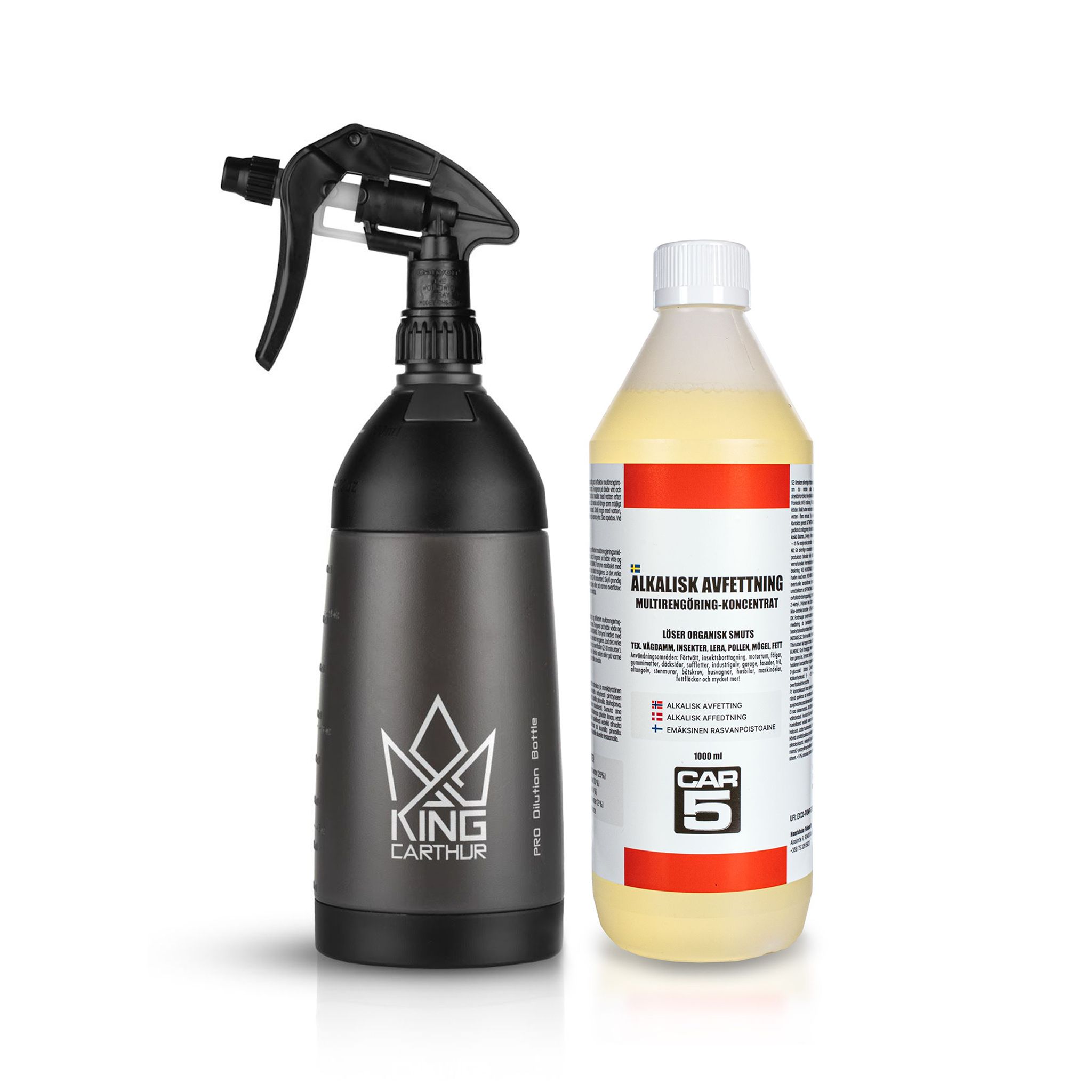 Multirengöring CAR5 Alkalisk Avfettning (koncentrat), 1000 ml + Sprayflaska