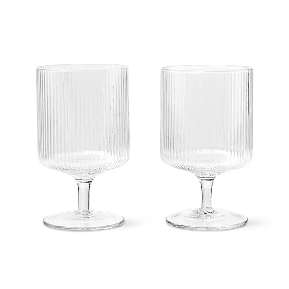 Ferm Living, Ripple Vinglas 2-pack - Clear