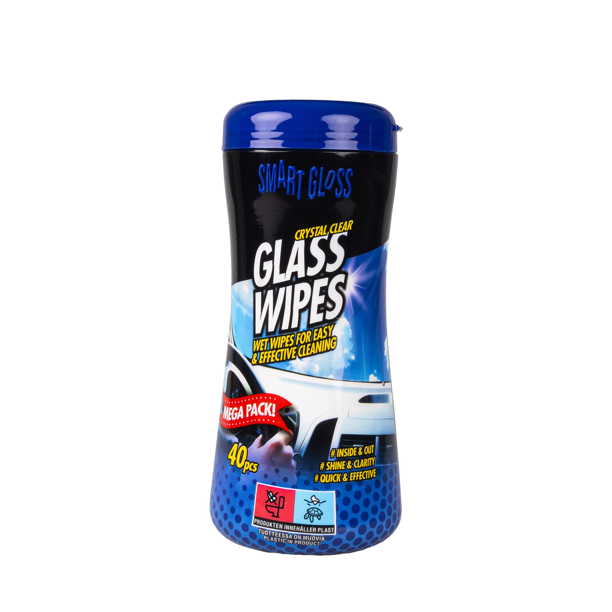 Våtservetter Smart Gloss Glass Wipes, 40 st - Burk