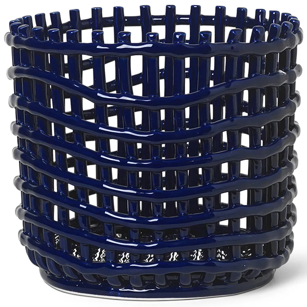 Ferm Living, Ceramic Flätad korg - Large - Blue