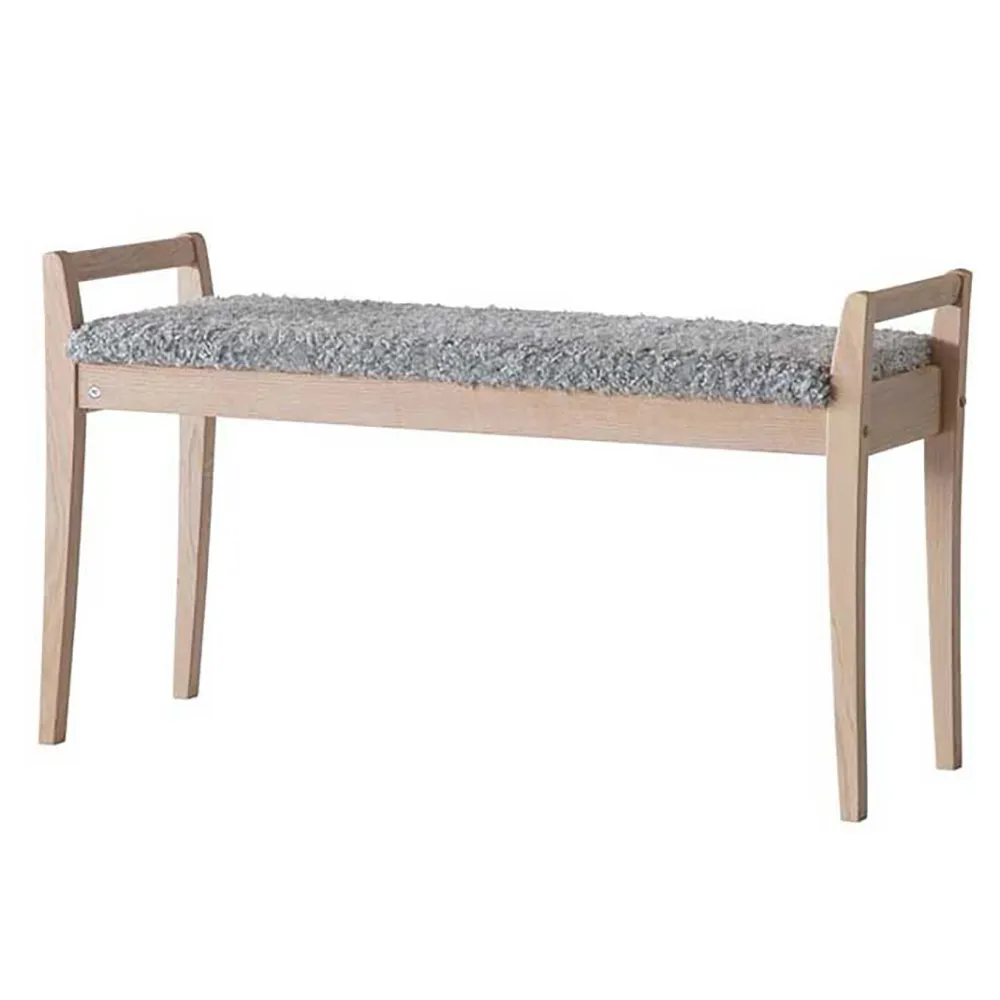 Oscarssons Möbel, Meja Bänk Vitoljad Ek/Fårskinnslook Ljusgrå