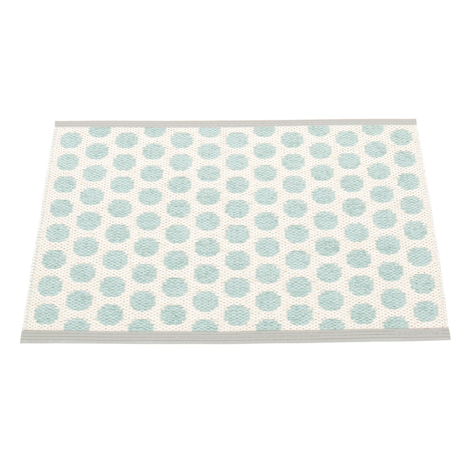 Pappelina, Noa matta 70x50 cm pale turquoise / vanilla / warm grey stripe