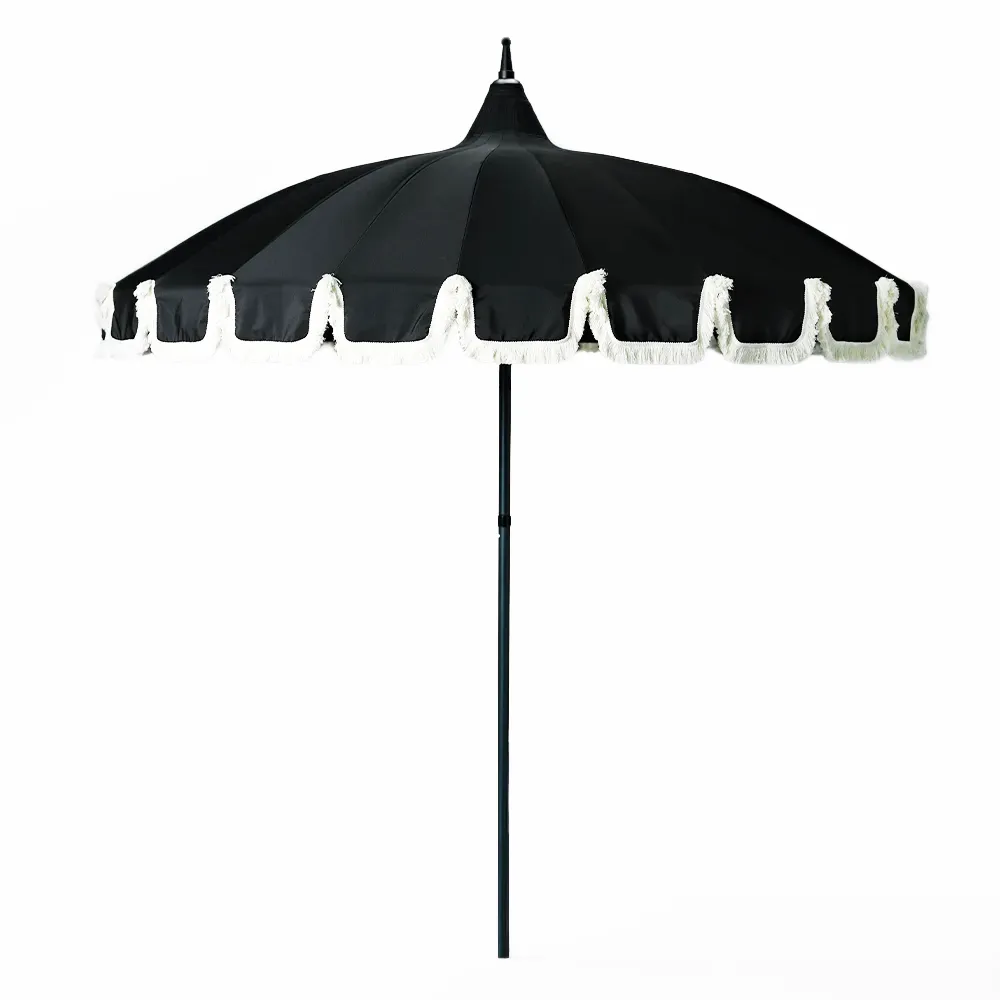 Garden Glory, Parasoll med fransar Ø240 cm Svart