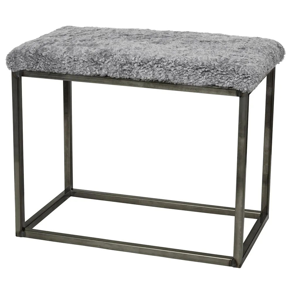 Skinnwille, Palle Bänk Fårskinn 60x35 cm Charcoal/Steel