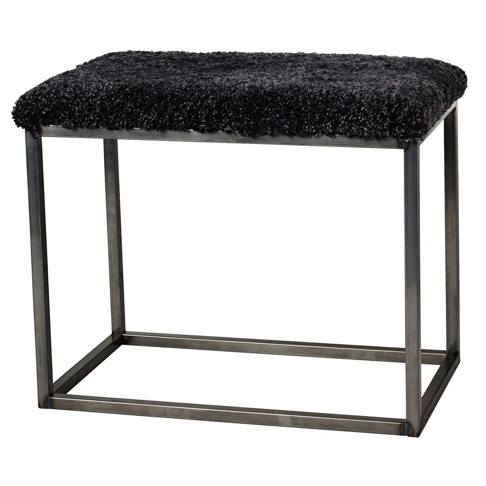Skinnwille, Palle Bänk Fårskinn 60x35 cm Darkgrey/Steel