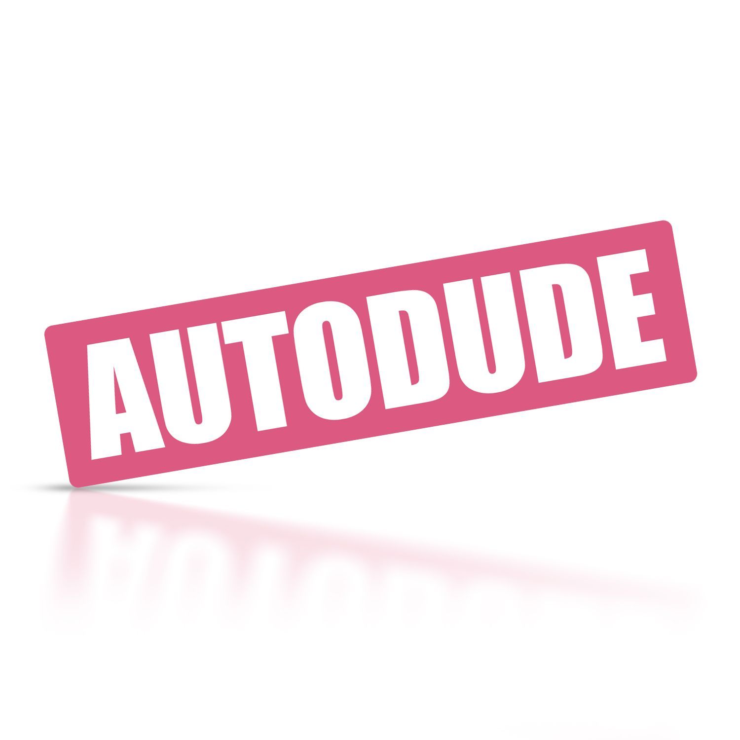 Klistermärke Autodude rosa med vit text, 130 x 35 mm