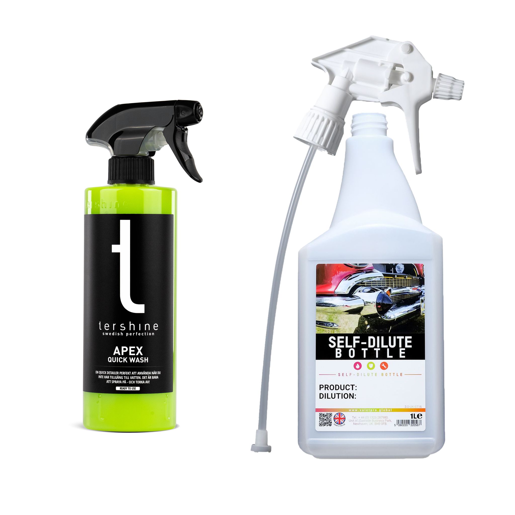 Rengörande Snabbvax tershine Apex (V2), 500 ml, Flaska, 500 ml + Sprayflaska
