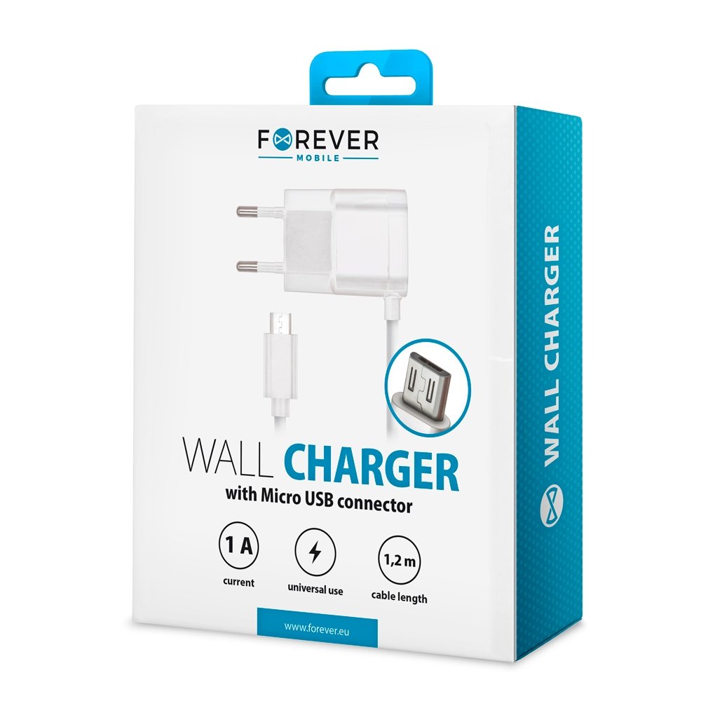 Forever USB-Laturi 1 A + micro USB-kaapeli 1 2 m musta