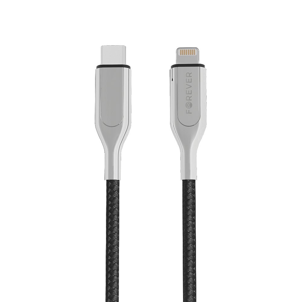 Forever Core Ultranopea MFI PD USB Type-C / Lightning 2 4A lataus- ja synkronointikaapeli 1 5m musta