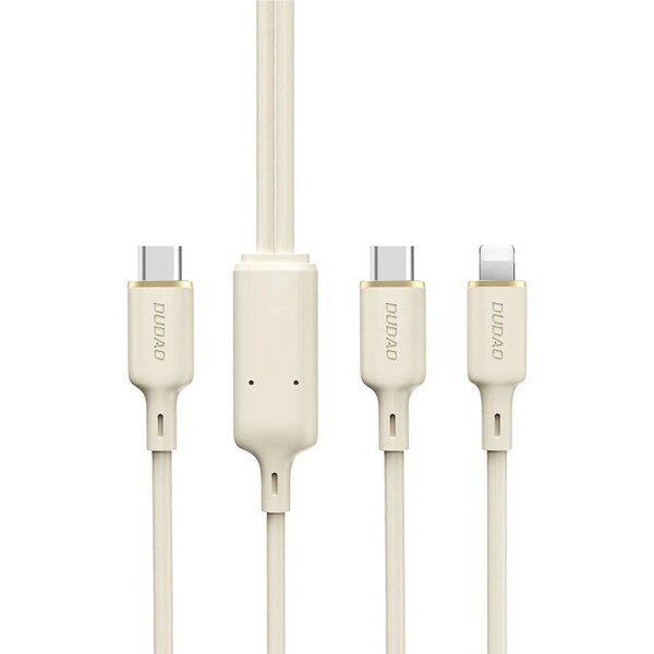 2-in-1 vahvistettu USB-C - USB-C / Lightning kaapeli 100W 1.2m, beige
