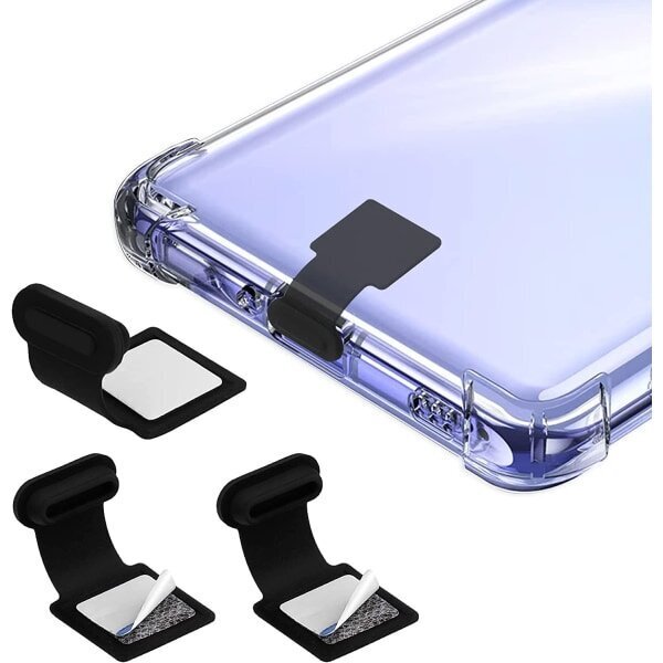 3-pakkaus pölysuojia USB C -tyypin C-portille, silikonipölysuoja puhelimelle tyyppi C, pölysuoja irrotettavalla liimalla, musta