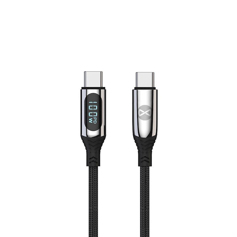 Forever USB-C kaapeli LCD näytöllä - 1m 100W