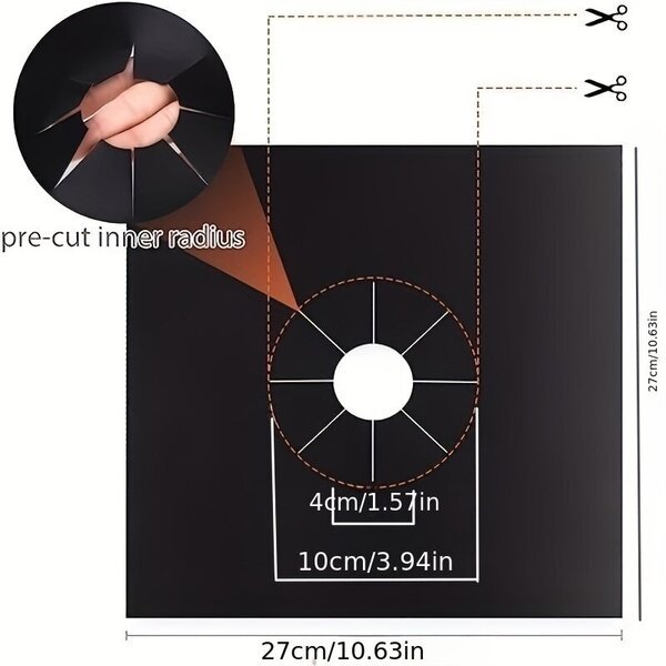 4/8kpl liesituuletin suojus, kaasuhellan suojus musta, uudelleenkäytettävä, tarttumaton, nopea puhdistus 26,92 cm x 26,92 cm Pickify