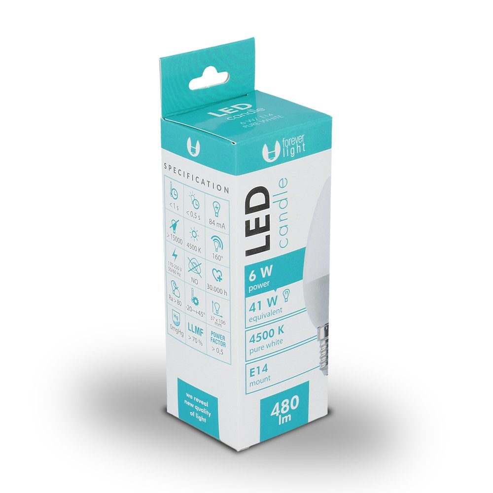 Forever Light LED Lamppu E14 6W 480lm 4500K neutraali valkoinen