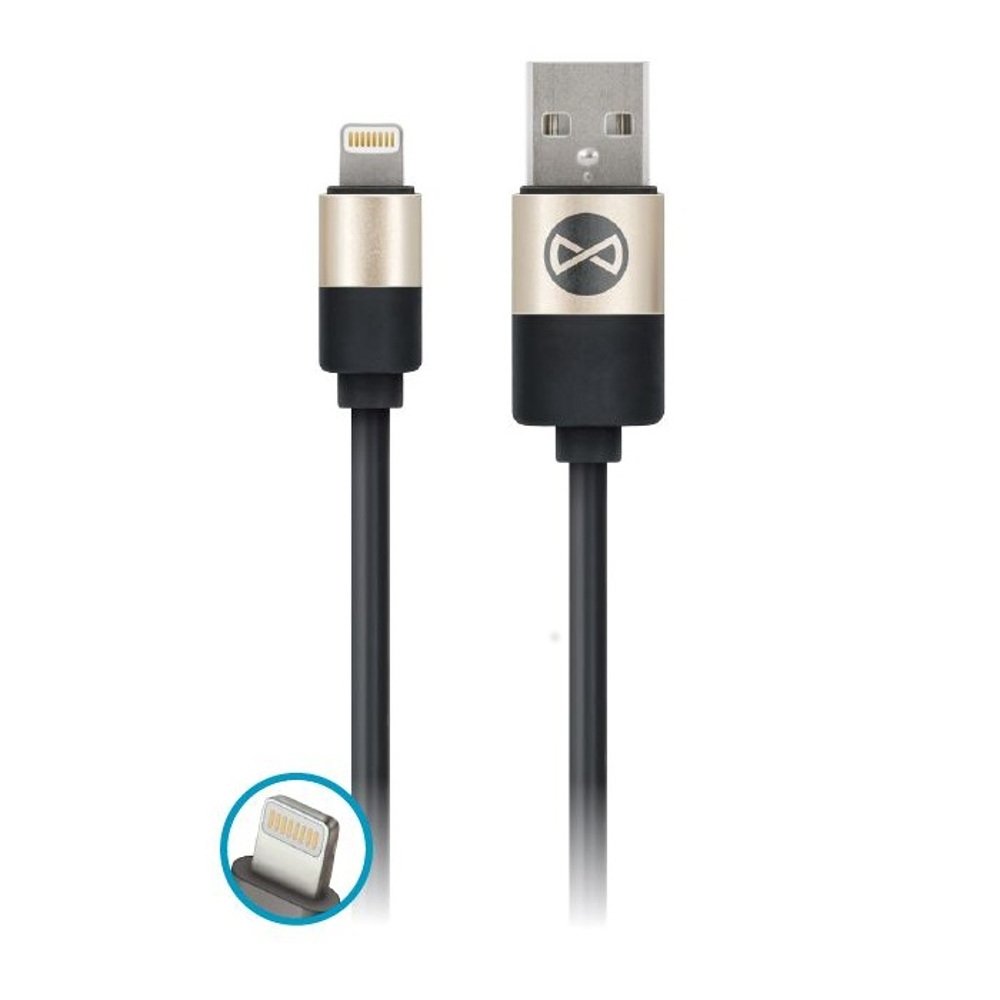 Forever Modern USB Lightning lataus- ja synkronointikaapeli 2A musta