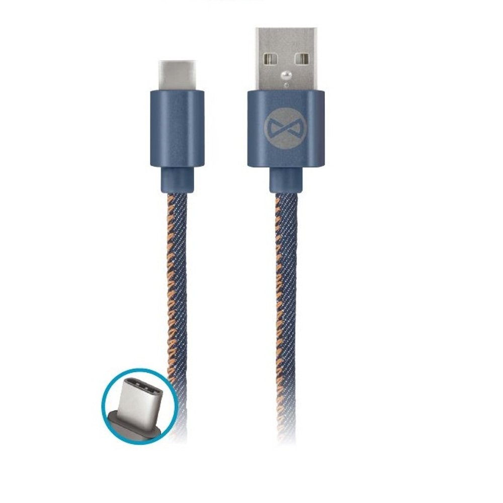 Forever Jeans USB Type-C lataus- ja synkronointikaapeli 2A sininen