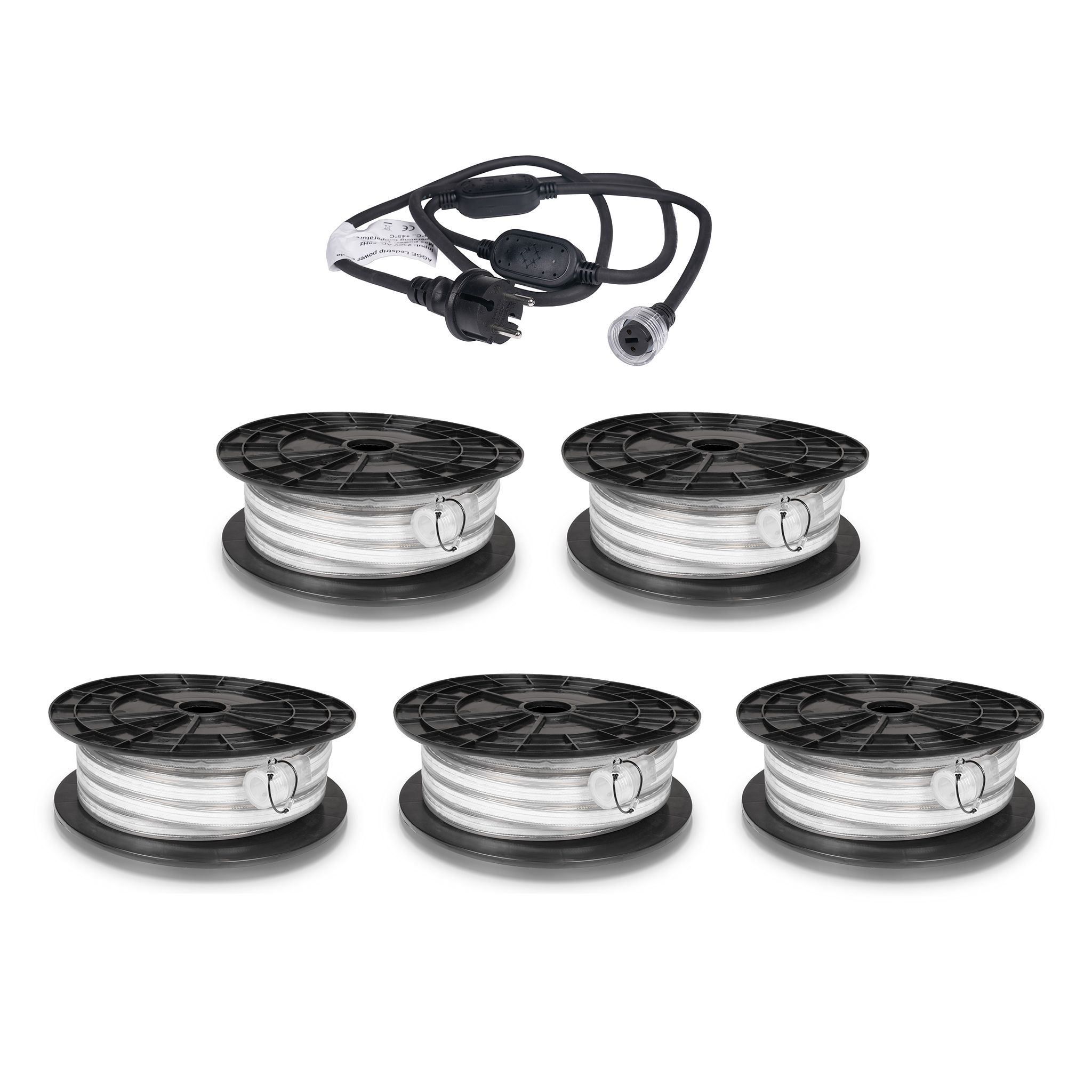LED-list / Arbetsbelysning AGGE COB 230V - 1500 lm/m, 10 m, 5 st + Nätsladd (50 m)