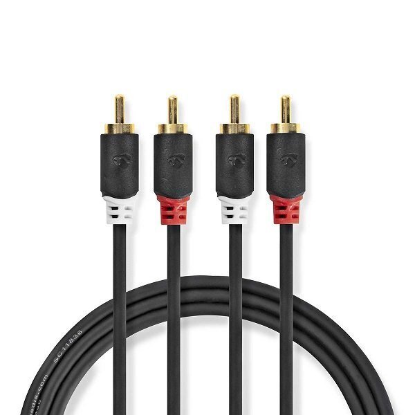 Äänikaapeli 2x RCA ->2x RCA 2m Nedis, musta