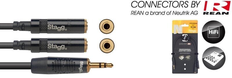 Äänikaapelin jakaja Stagg NYA010 / MPS2MJSR, 10 cm