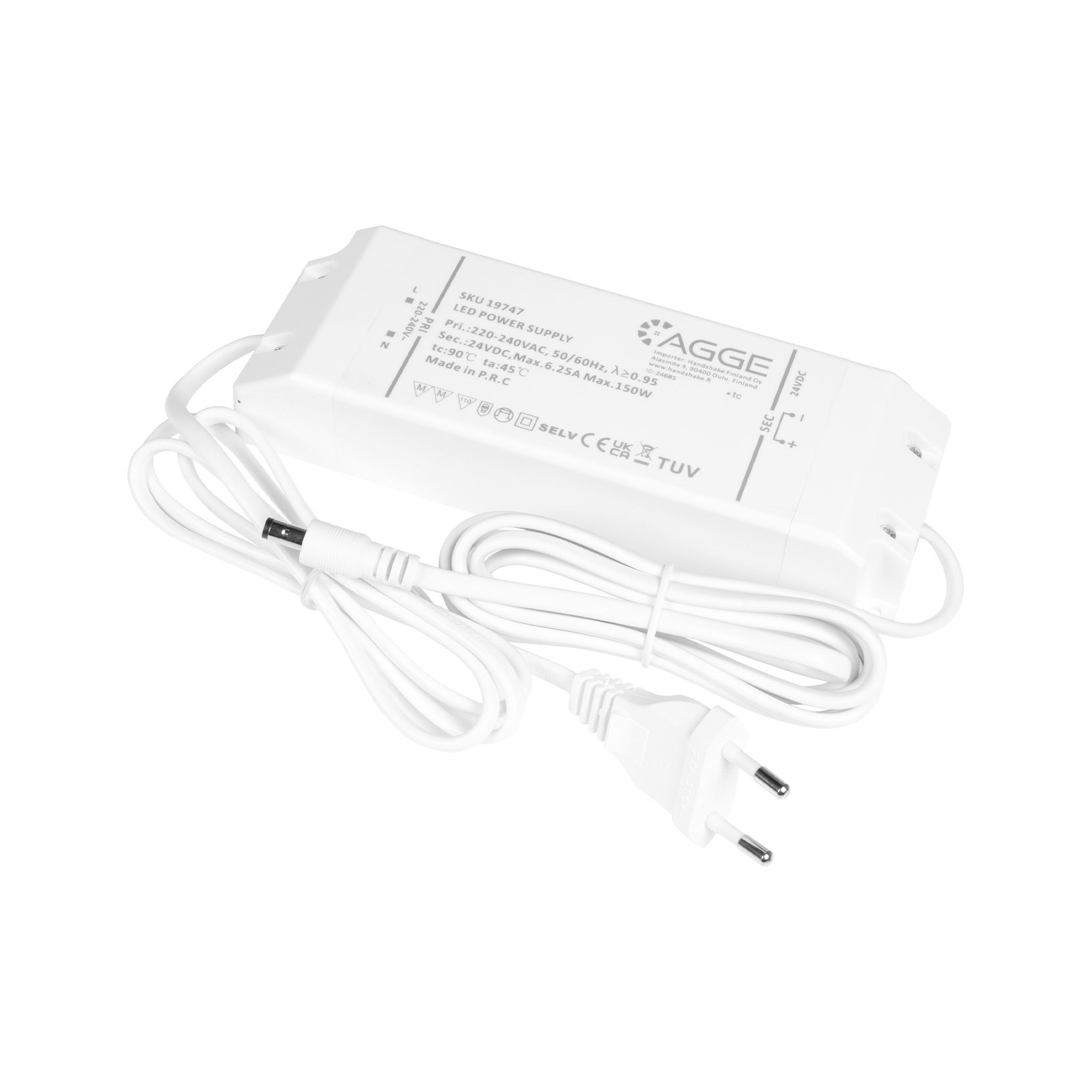 Transformator AGGE 24V, IP20, Max. effekt 150W