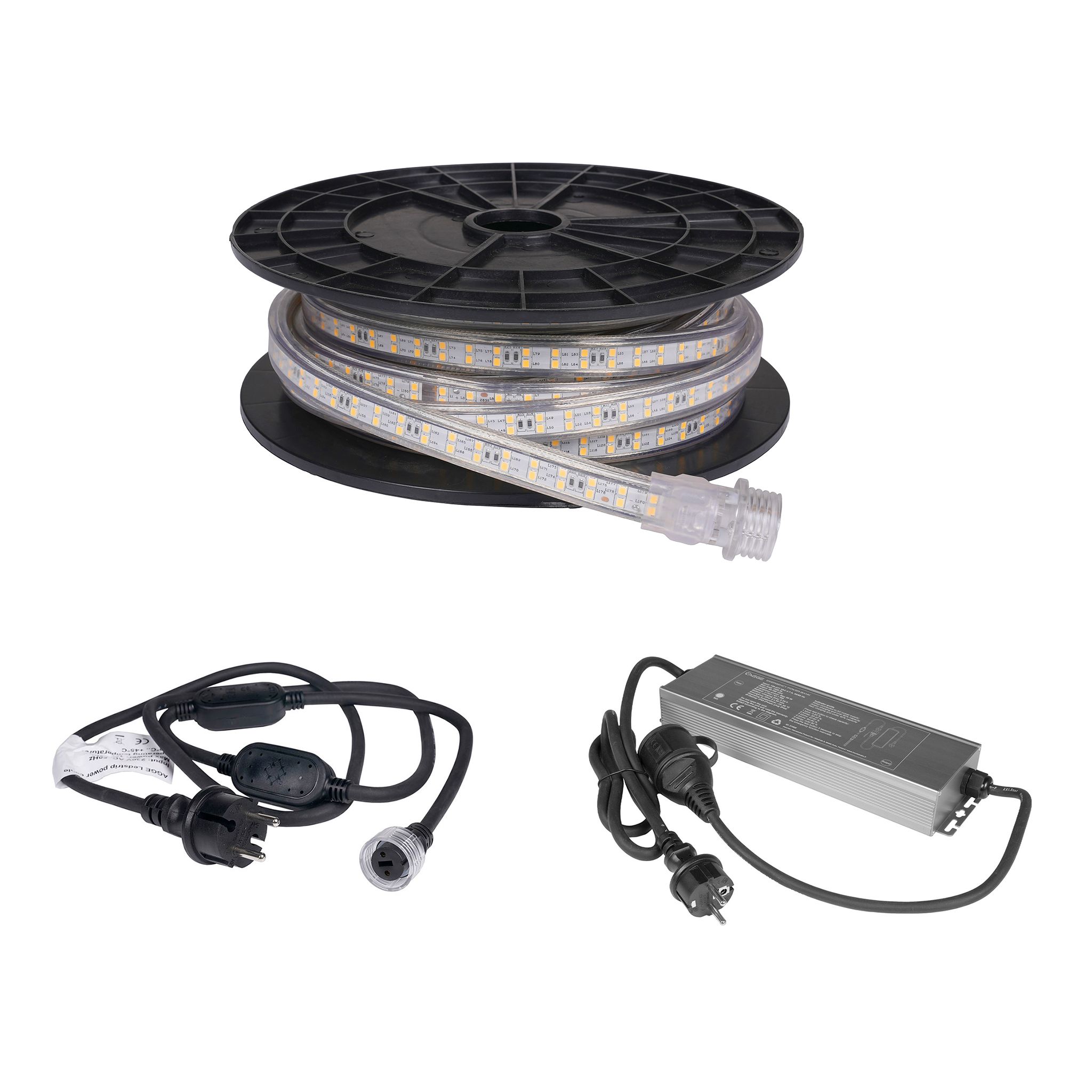 LED-list / Arbetsbelysning AGGE 230V - 1500 lm/m, 10 m, 1 st + Nätsladd + Powerbank